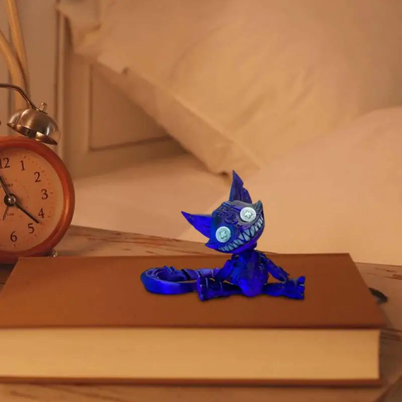 Creepy Cheshire Cat Action Figure Desk Toys 3D Sculpture Collectible Figurines Creepy Cat Figures with Movable Joints Desk Decor