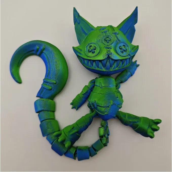 3D-printed Long-tailed Devil Cat with Movable Joints Throughout Its Body Stress-relieving Decorative Ornamen & Children's Gift