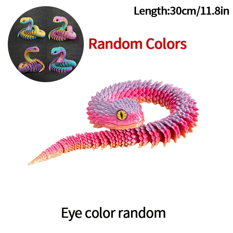 3D Printed Snake Fidget Toys Crystal Dragon Flexible Joints Executive Desk Toys Home Office Decor Perfect Gifts for Autism/ADHD
