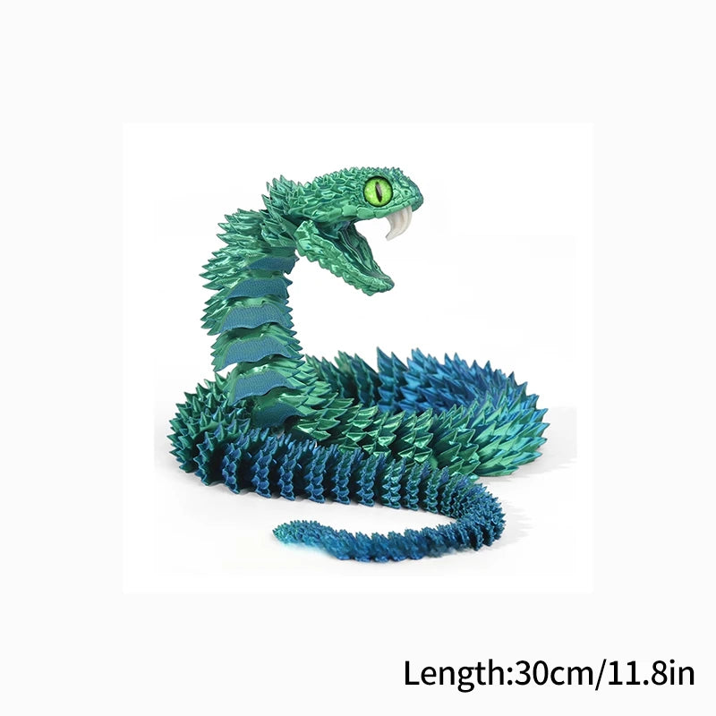 3D Printed Snake Fidget Toys Crystal Dragon Flexible Joints Executive Desk Toys Home Office Decor Perfect Gifts for Autism/ADHD