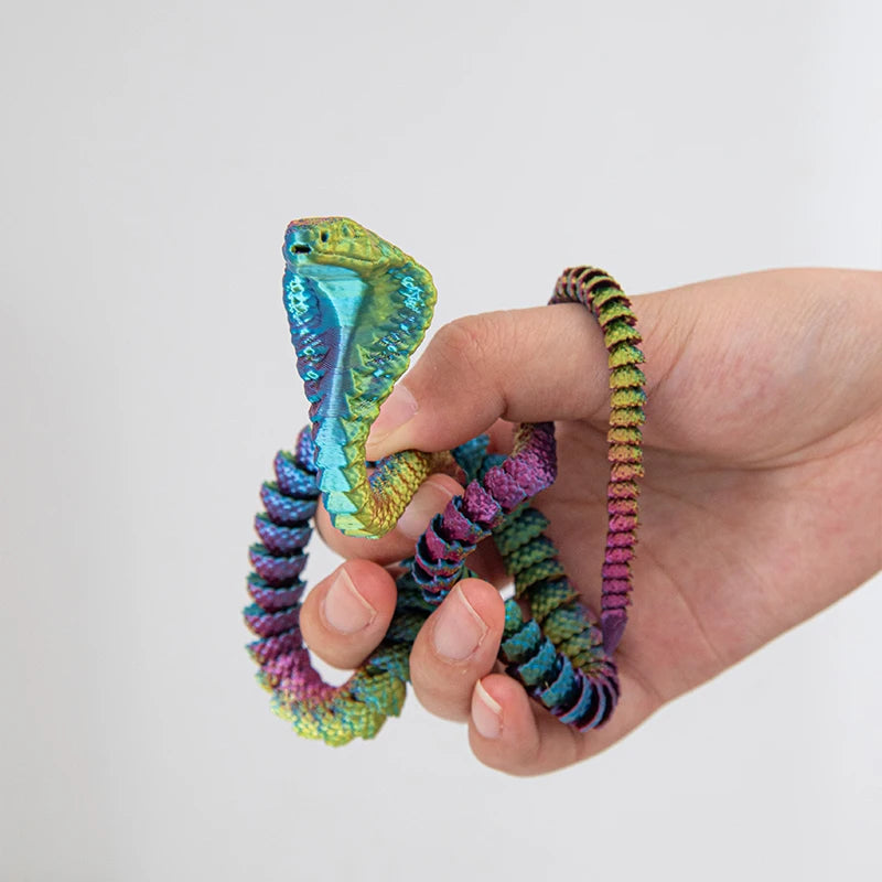 3D Printed Snake Fidget Toys Crystal Dragon Flexible Joints Executive Desk Toys Home Office Decor Perfect Gifts for Autism/ADHD
