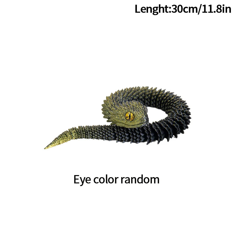 3D Printed Snake Fidget Toys Crystal Dragon Flexible Joints Executive Desk Toys Home Office Decor Perfect Gifts for Autism/ADHD