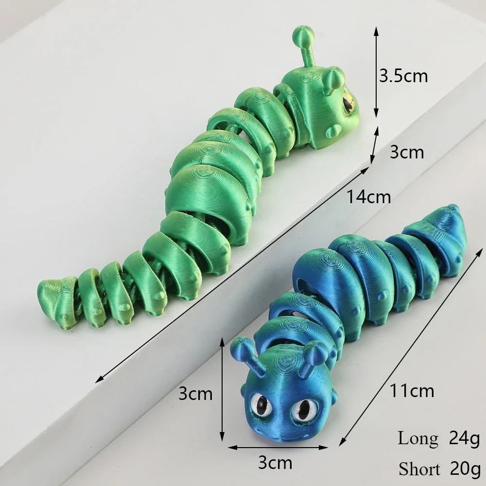 New 3D Printed Caterpillar Toy with Fully Articulated Joints Cute Cartoon Toy Ornament for Home Office Decor &Christmas Gifts