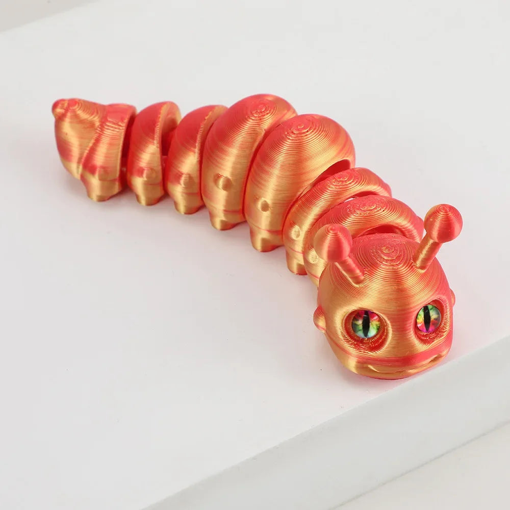 New 3D Printed Caterpillar Toy with Fully Articulated Joints Cute Cartoon Toy Ornament for Home Office Decor &Christmas Gifts
