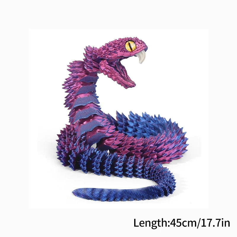3D Printed Snake Fidget Toys Crystal Dragon Flexible Joints Executive Desk Toys Home Office Decor Perfect Gifts for Autism/ADHD