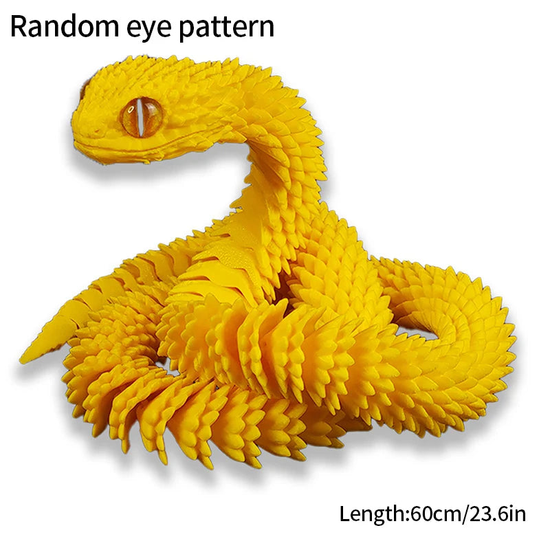 3D Printed Snake Fidget Toys Crystal Dragon Flexible Joints Executive Desk Toys Home Office Decor Perfect Gifts for Autism/ADHD