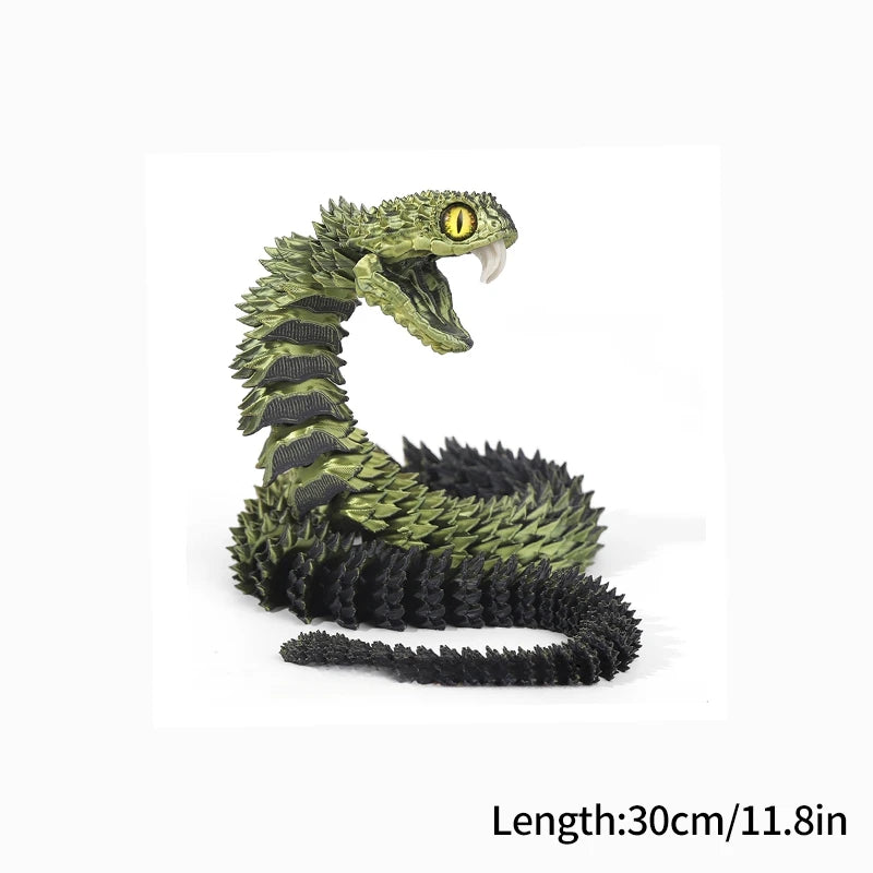 3D Printed Snake Fidget Toys Crystal Dragon Flexible Joints Executive Desk Toys Home Office Decor Perfect Gifts for Autism/ADHD
