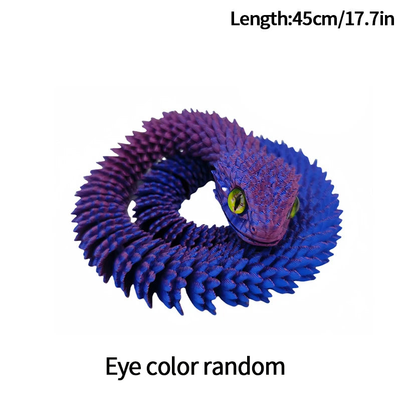3D Printed Snake Fidget Toys Crystal Dragon Flexible Joints Executive Desk Toys Home Office Decor Perfect Gifts for Autism/ADHD