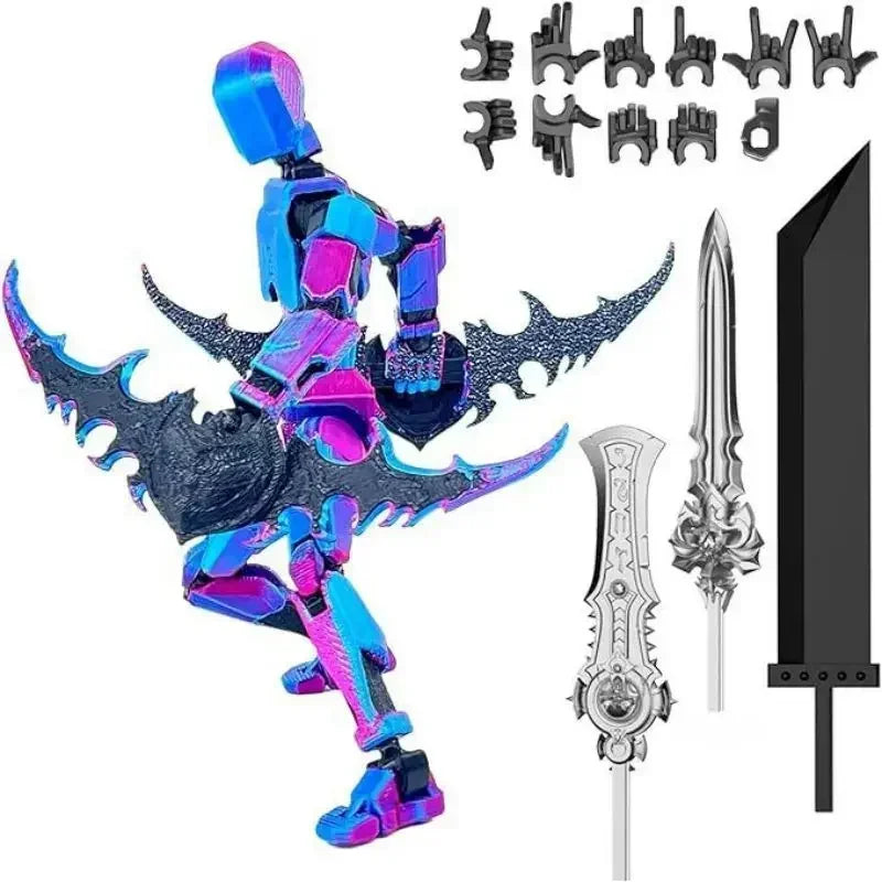 Not Assembled Action Figure Set Giant Sword Titan Robot Action Figure DIY Dummy Doll Ornament 3D Articulated Figures Boys Like