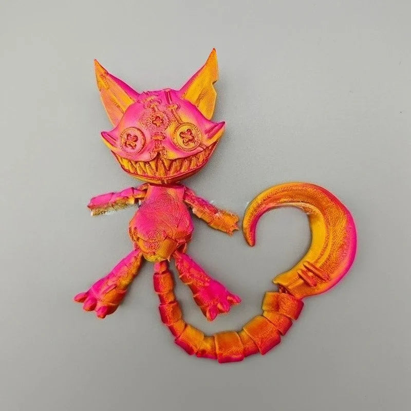 3D-printed Long-tailed Devil Cat with Movable Joints Throughout Its Body Stress-relieving Decorative Ornamen & Children's Gift