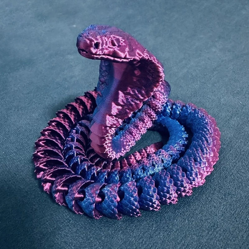 3D Printed Snake Fidget Toys Crystal Dragon Flexible Joints Executive Desk Toys Home Office Decor Perfect Gifts for Autism/ADHD