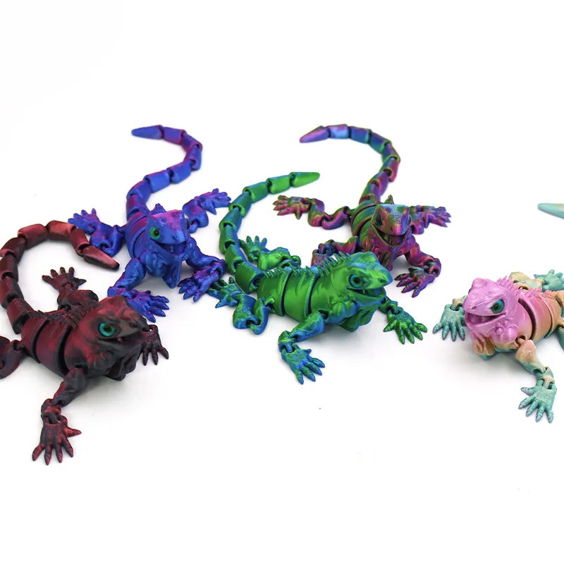 New Multi-joint Movable 3D Printed Iguana Mizusai Lizard Animals Mini Cute Relief Sensory Toy Funny Home Accessories Kids Gift