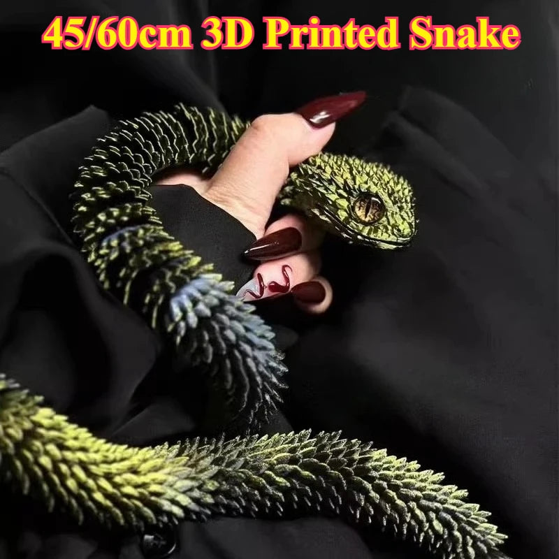 3D Printed Snake 45/60cm Articulated Snake Joint Mobility Simulation Animals Snake Office Desktop Ornament Kids Christmas Gift