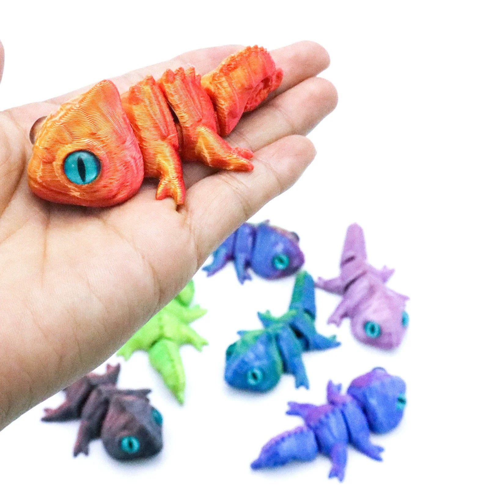 3D Printing Chameleon Lizard Figures Multi-joint Movable Simulation Eyes for Home Accessories Kids Gift Living Room Decoration