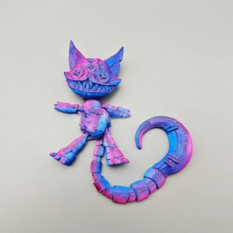 3D-printed Long-tailed Devil Cat with Movable Joints Throughout Its Body Stress-relieving Decorative Ornamen & Children's Gift