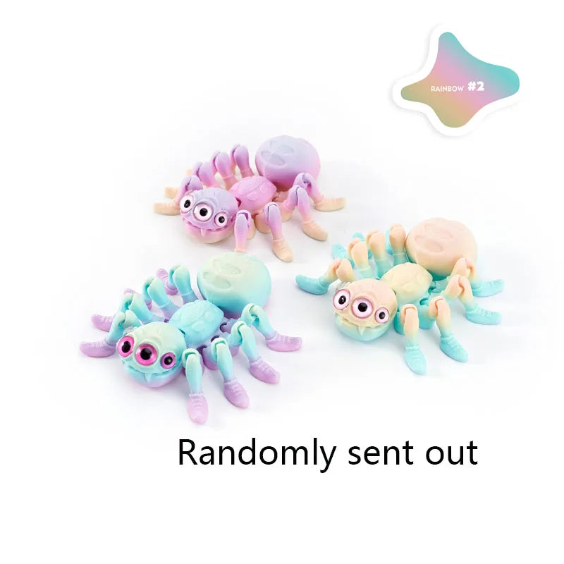 3D Printed Spider Animals Toy Realistic Colorful Spider Figurine Articulated Fidget Toy for Spider Lovers Halloween Home Decor