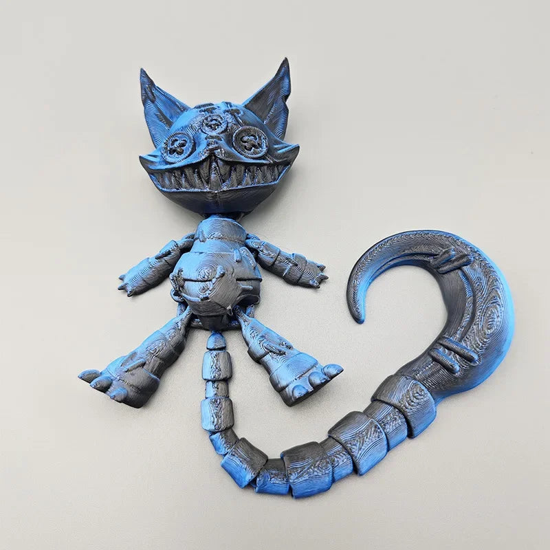 3D-printed Long-tailed Devil Cat with Movable Joints Throughout Its Body Stress-relieving Decorative Ornamen & Children's Gift