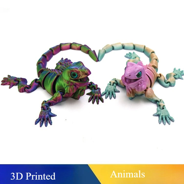 New Multi-joint Movable 3D Printed Iguana Mizusai Lizard Animals Mini Cute Relief Sensory Toy Funny Home Accessories Kids Gift