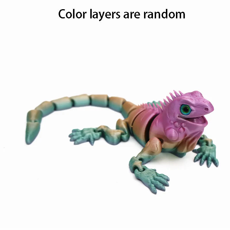New Multi-joint Movable 3D Printed Iguana Mizusai Lizard Animals Mini Cute Relief Sensory Toy Funny Home Accessories Kids Gift