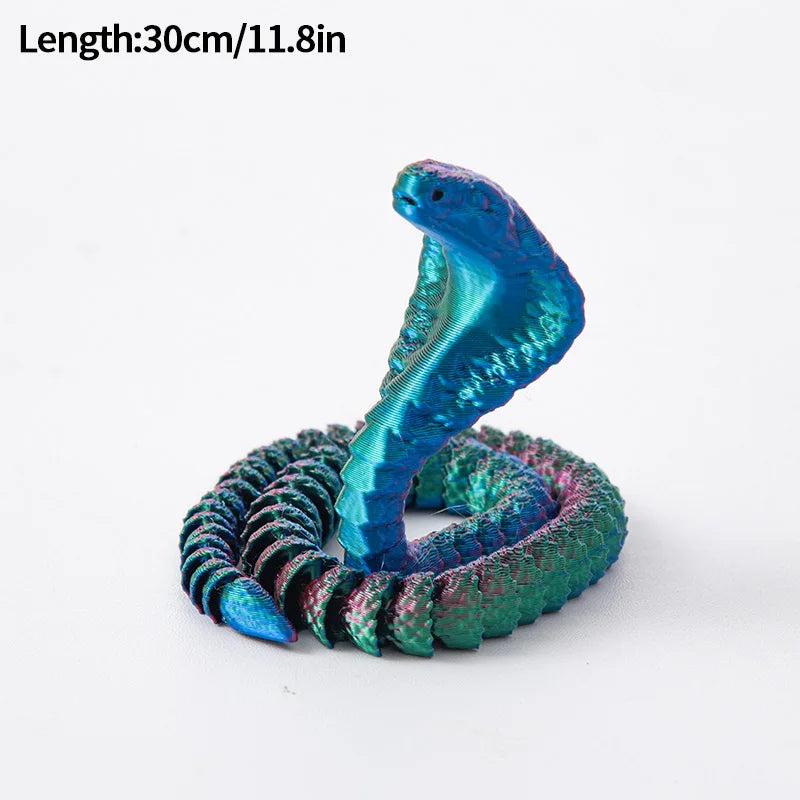3D Printed Snake Fidget Toys Crystal Dragon Flexible Joints Executive Desk Toys Home Office Decor Perfect Gifts for Autism/ADHD