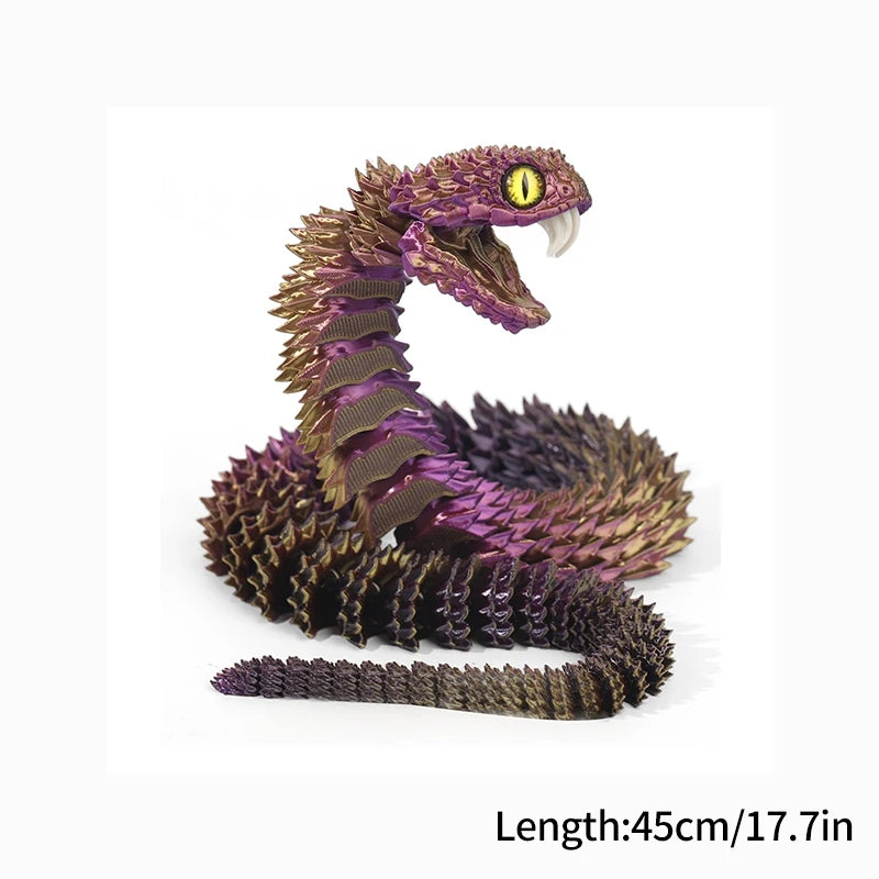3D Printed Snake Fidget Toys Crystal Dragon Flexible Joints Executive Desk Toys Home Office Decor Perfect Gifts for Autism/ADHD