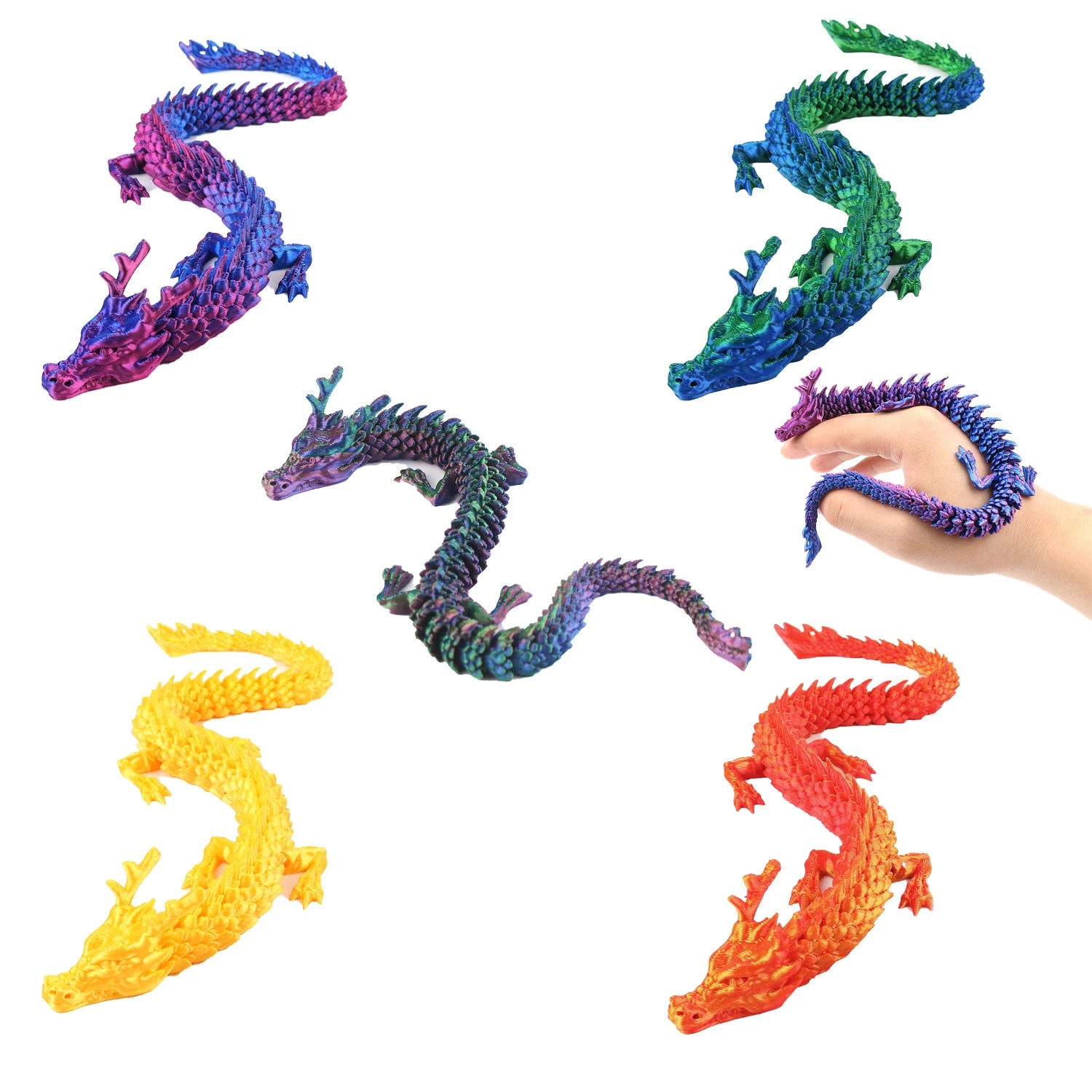3D Printing Stereoscopic Dragon Desktop Pendant 3D Printing Stress Relieving Toy Joint Flexibly Swinging