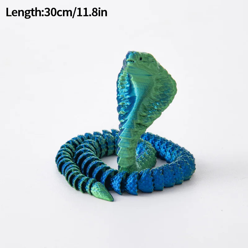 3D Printed Snake Fidget Toys Crystal Dragon Flexible Joints Executive Desk Toys Home Office Decor Perfect Gifts for Autism/ADHD