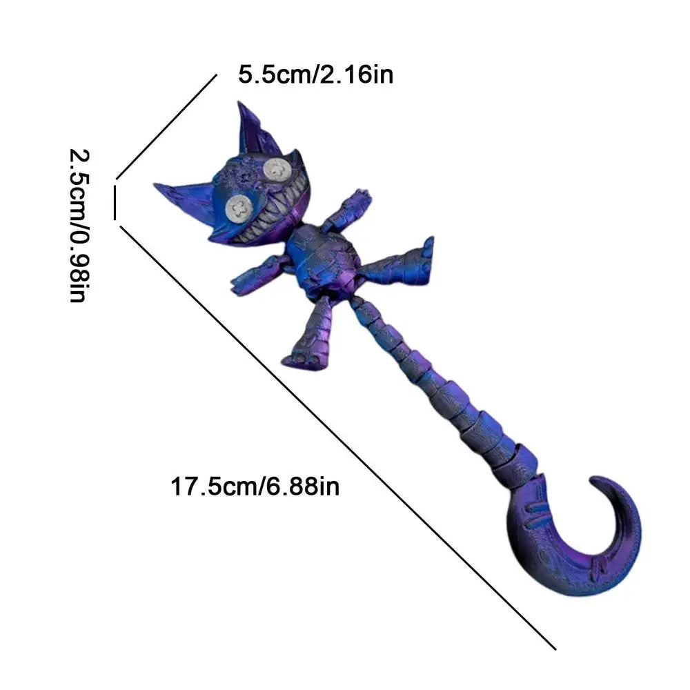 Creepy Cheshire Cat Action Figure Desk Toys 3D Sculpture Collectible Figurines Creepy Cat Figures with Movable Joints Desk Decor