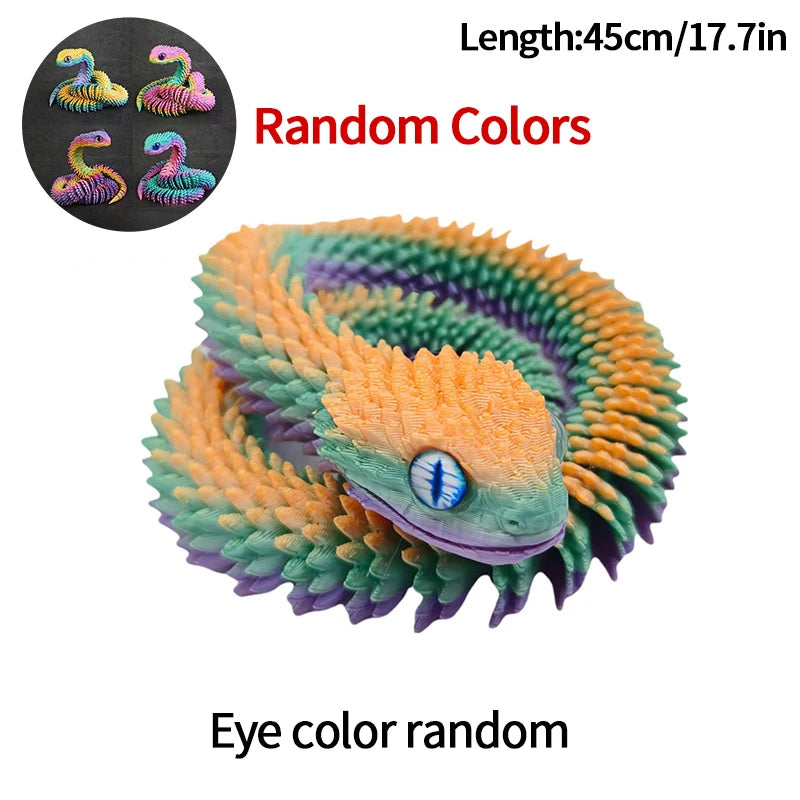 3D Printed Snake Fidget Toys Crystal Dragon Flexible Joints Executive Desk Toys Home Office Decor Perfect Gifts for Autism/ADHD