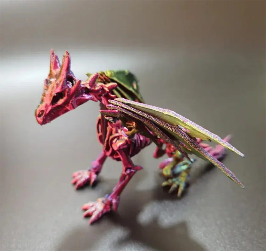 1Pc 3D Printed Dragon Skeleton With Movable Joints - Versatile Indoor/Outdoor Decor, Unique Animal Model Ornament Dragon Figurin