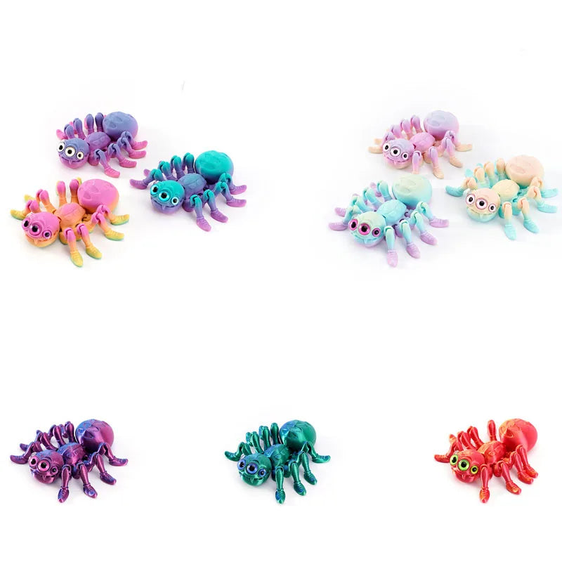 3D Printed Spider Animals Toy Realistic Colorful Spider Figurine Articulated Fidget Toy for Spider Lovers Halloween Home Decor