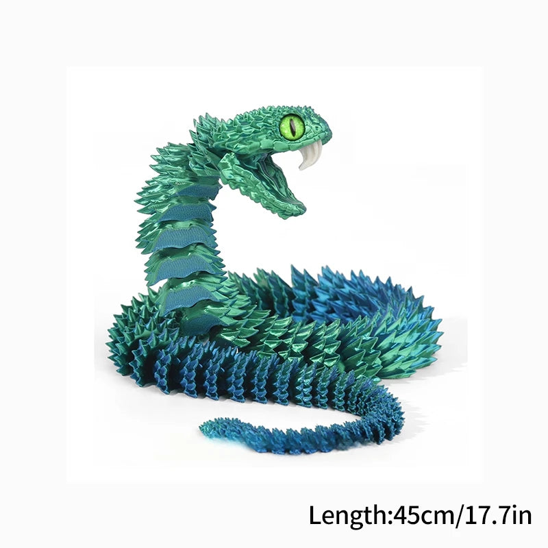 3D Printed Snake Fidget Toys Crystal Dragon Flexible Joints Executive Desk Toys Home Office Decor Perfect Gifts for Autism/ADHD
