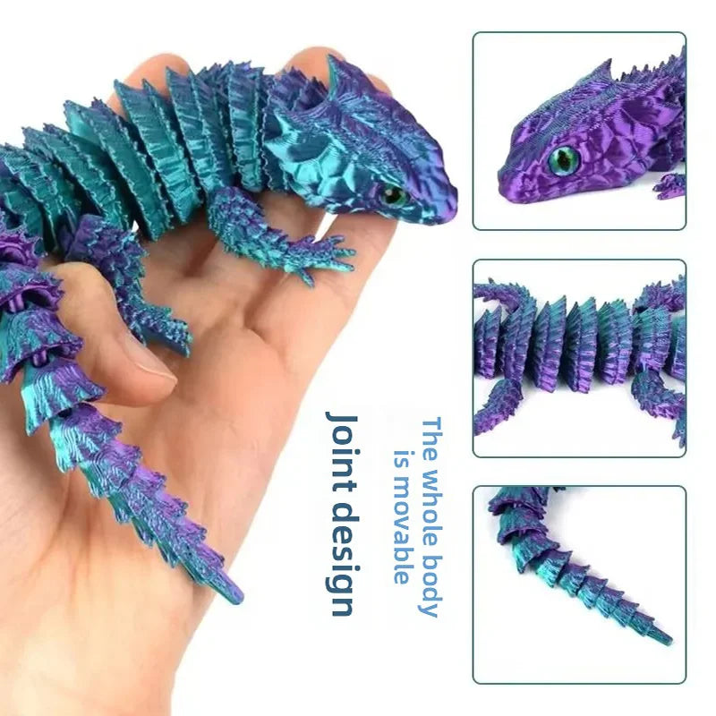 New 3D Printed Crocodile Articular Movable Funny Gifts Rotatable Office Home Desktop Decorations Crafts Decor 3D Printing Toys