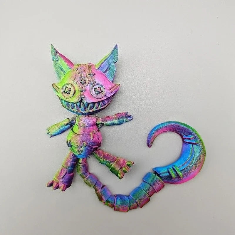 3D-printed Long-tailed Devil Cat with Movable Joints Throughout Its Body Stress-relieving Decorative Ornamen & Children's Gift