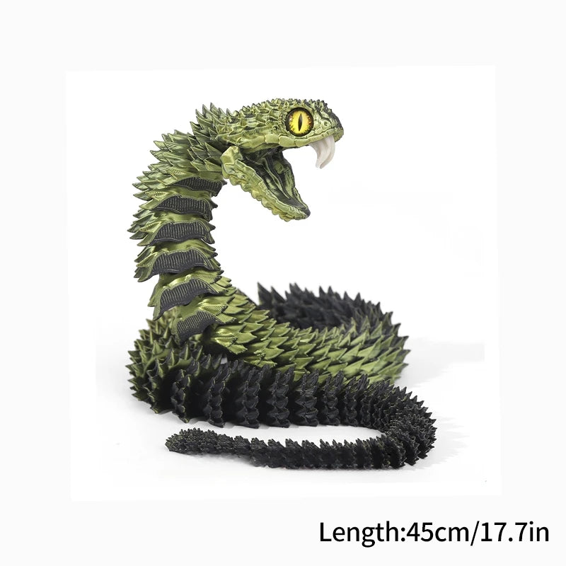 3D Printed Snake Fidget Toys Crystal Dragon Flexible Joints Executive Desk Toys Home Office Decor Perfect Gifts for Autism/ADHD