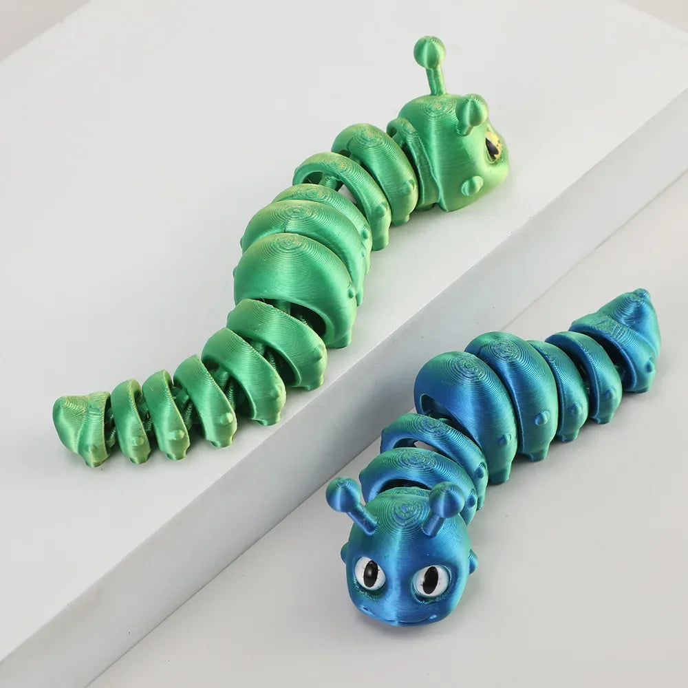 New 3D Printed Caterpillar Toy with Fully Articulated Joints Cute Cartoon Toy Ornament for Home Office Decor &Christmas Gifts