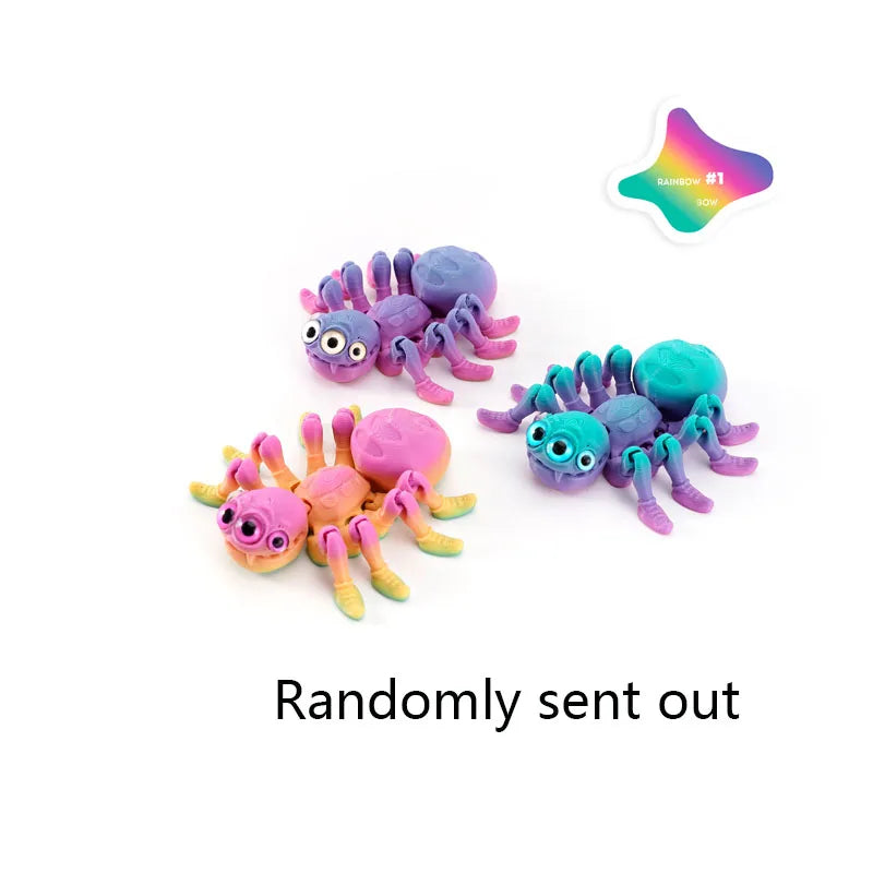 3D Printed Spider Animals Toy Realistic Colorful Spider Figurine Articulated Fidget Toy for Spider Lovers Halloween Home Decor