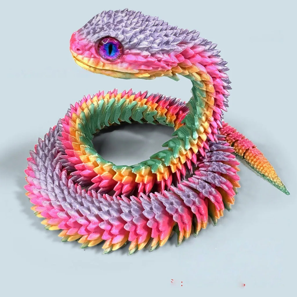 30/60cm 3D Printed Snake Action Figures Articulated Movable Joint Simulation Snake Model Sensory Toys 3D Printed Toys for Kids