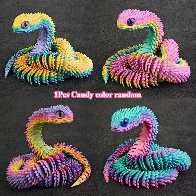 3D Printed Snake 45/60cm Articulated Snake Joint Mobility Simulation Animals Snake Office Desktop Ornament Kids Christmas Gift