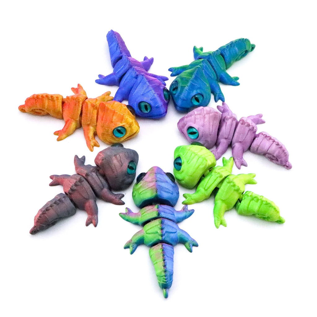 3D Printing Chameleon Lizard Figures Multi-joint Movable Simulation Eyes for Home Accessories Kids Gift Living Room Decoration