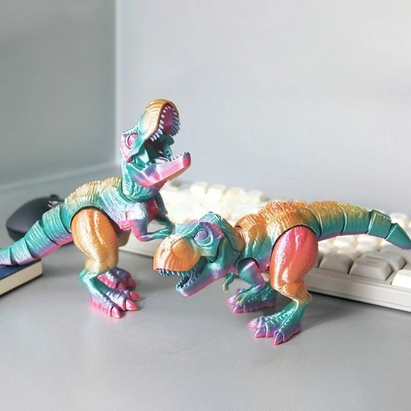 3d Printed Muscle Tyrannosaurus Rex Dinosaur Children's Creative Toy Stall, Multi-color Free Joint Decorative Model Ornament