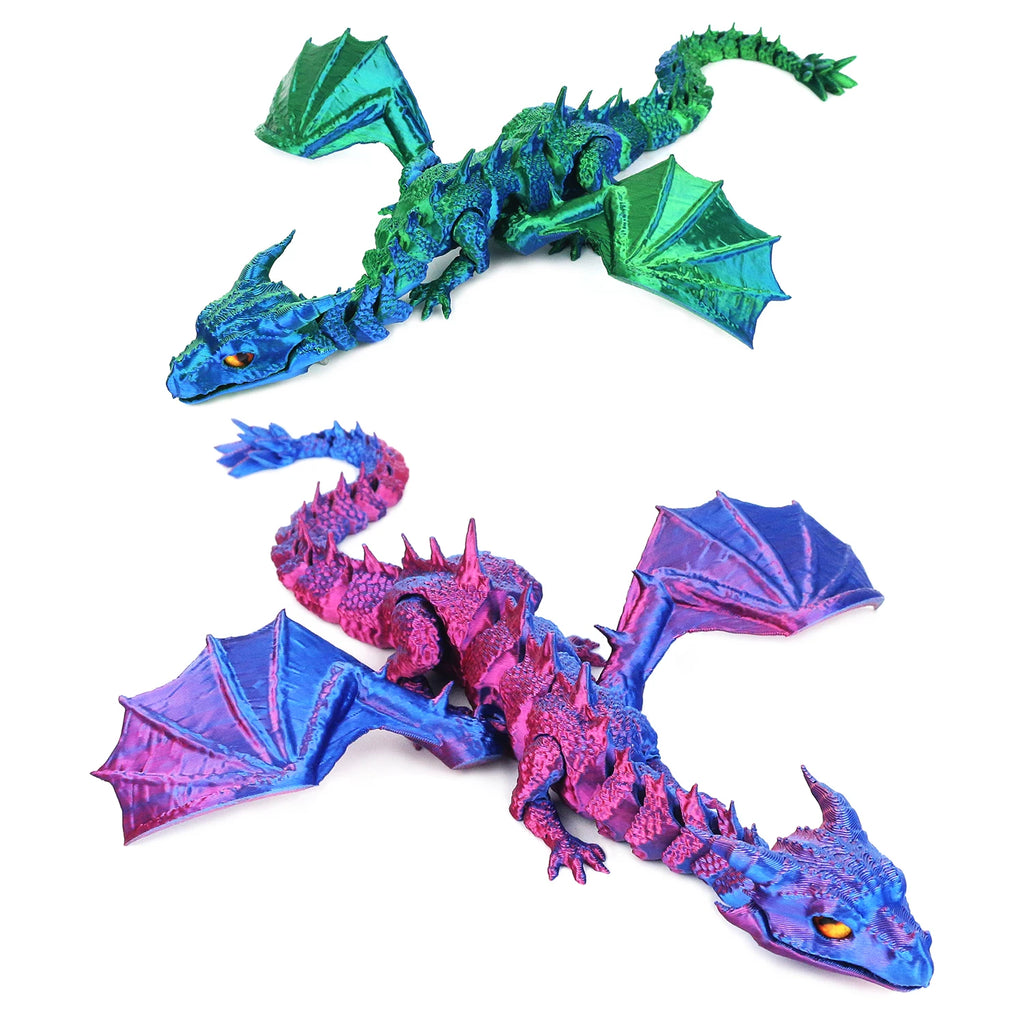 3D printed dragon wings, flying dragon with movable mouth and joints, decorative ornament gift