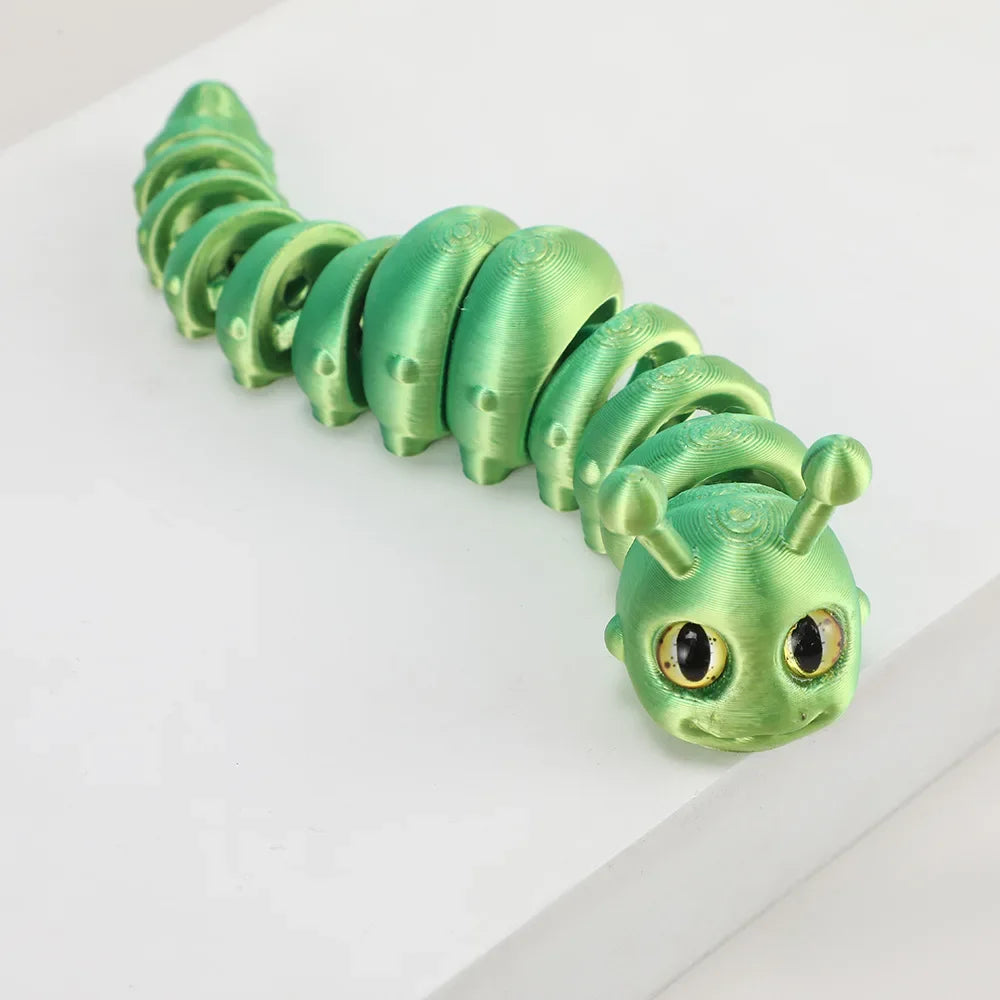 New 3D Printed Caterpillar Toy with Fully Articulated Joints Cute Cartoon Toy Ornament for Home Office Decor &Christmas Gifts