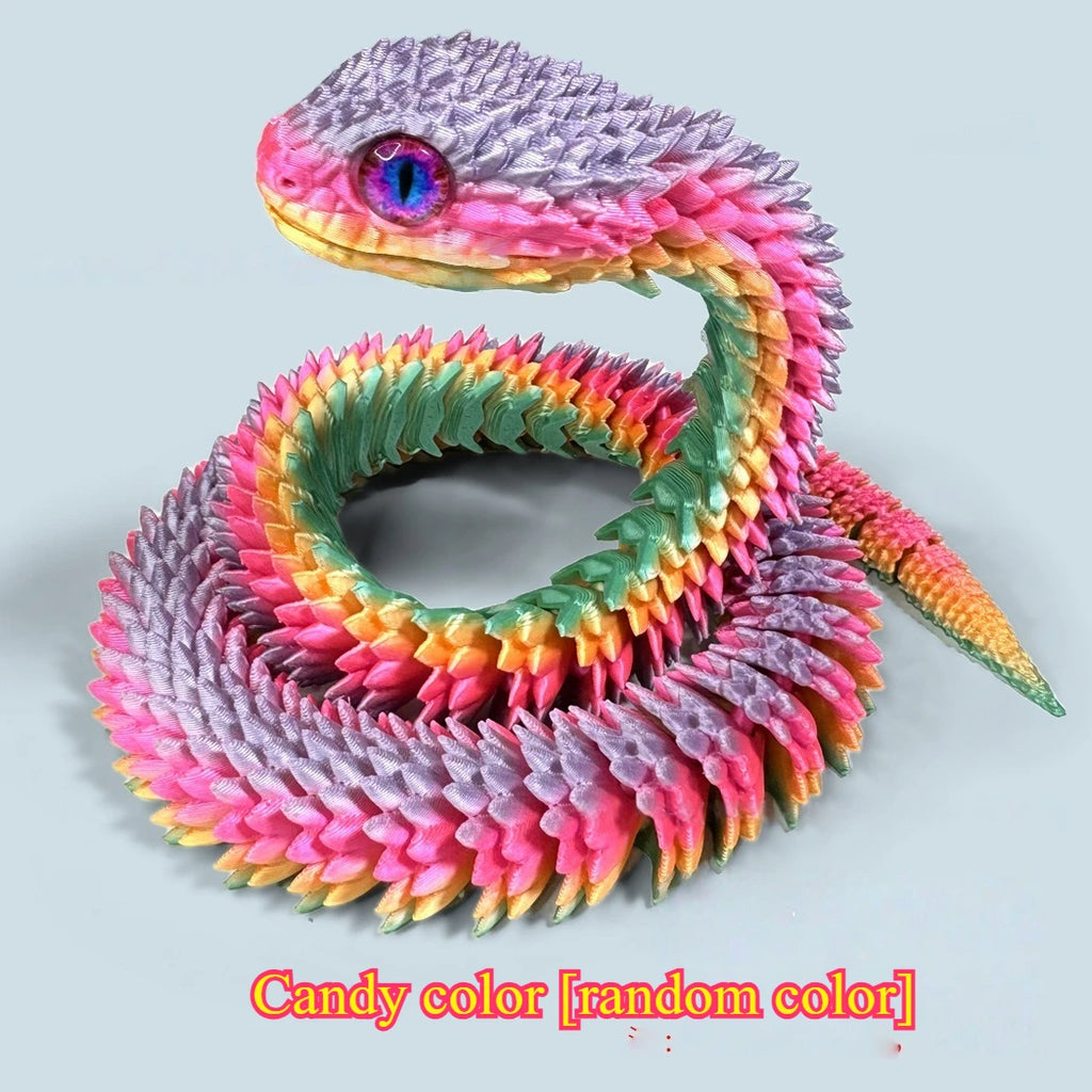 30/60cm 3D Printed Snake Action Figures Articulated Movable Joint Simulation Snake Model Sensory Toys 3D Printed Toys for Kids