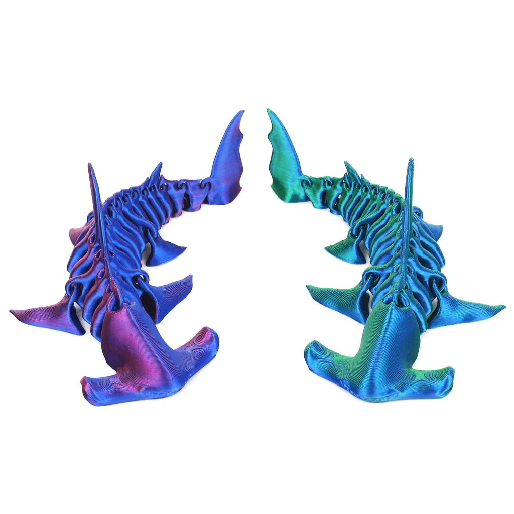 3D printed hammerhead shark toy, can be used as a ornament, with movable joints throughout the body