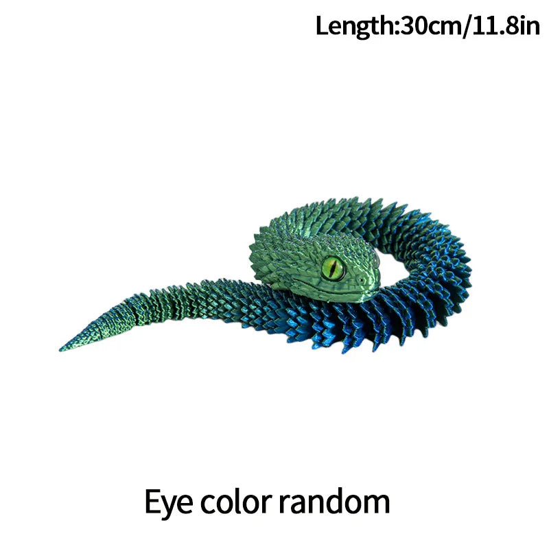 3D Printed Snake Fidget Toys Crystal Dragon Flexible Joints Executive Desk Toys Home Office Decor Perfect Gifts for Autism/ADHD