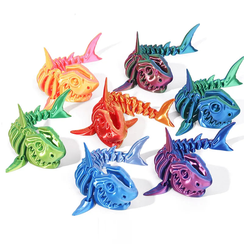 3D printed shark body joints can be modeled freely swinging toys, suitable for decoration, ornaments, holiday decoration gifts.