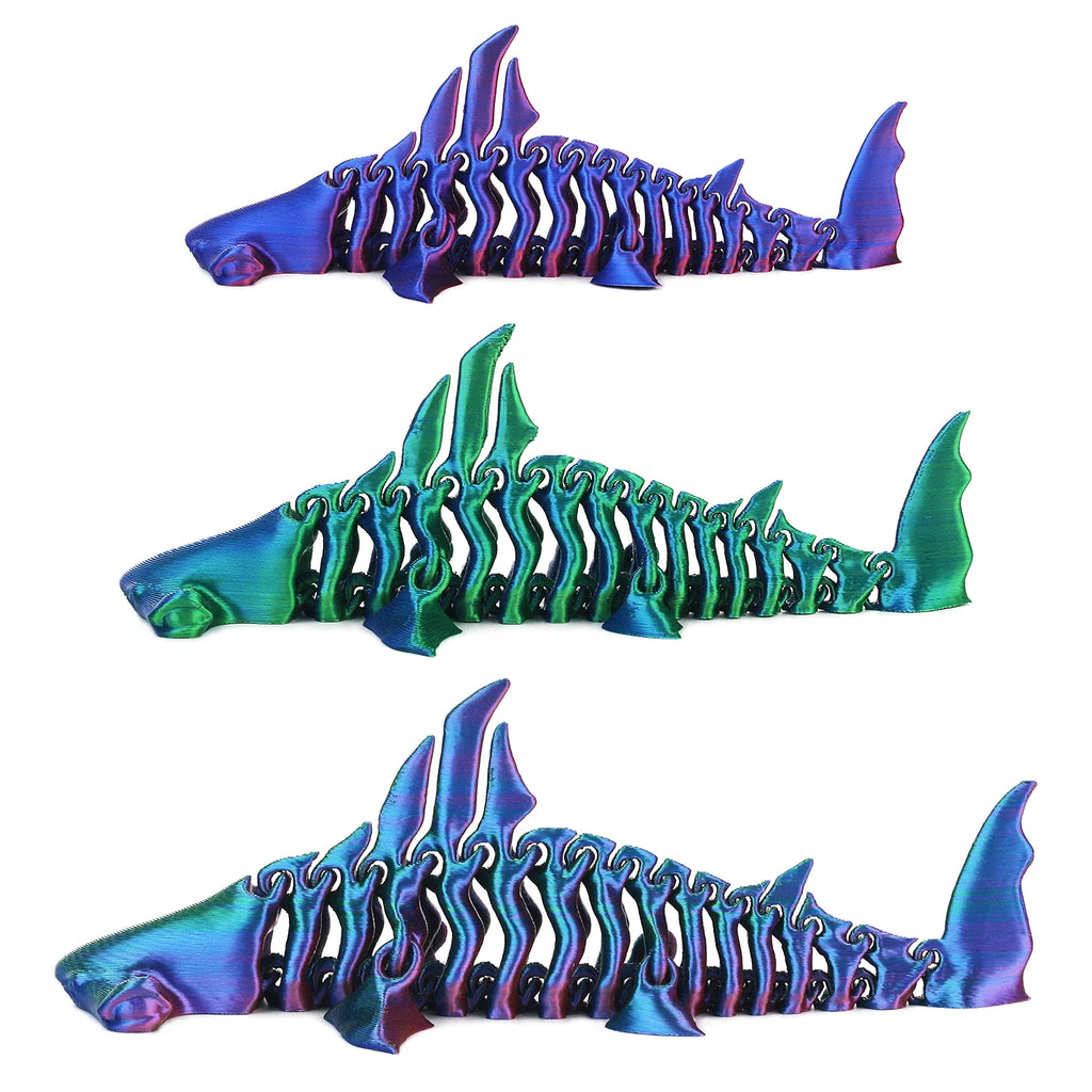 3D printed hammerhead shark toy, can be used as a ornament, with movable joints throughout the body