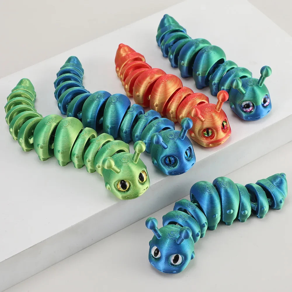 New 3D Printed Caterpillar Toy with Fully Articulated Joints Cute Cartoon Toy Ornament for Home Office Decor &Christmas Gifts
