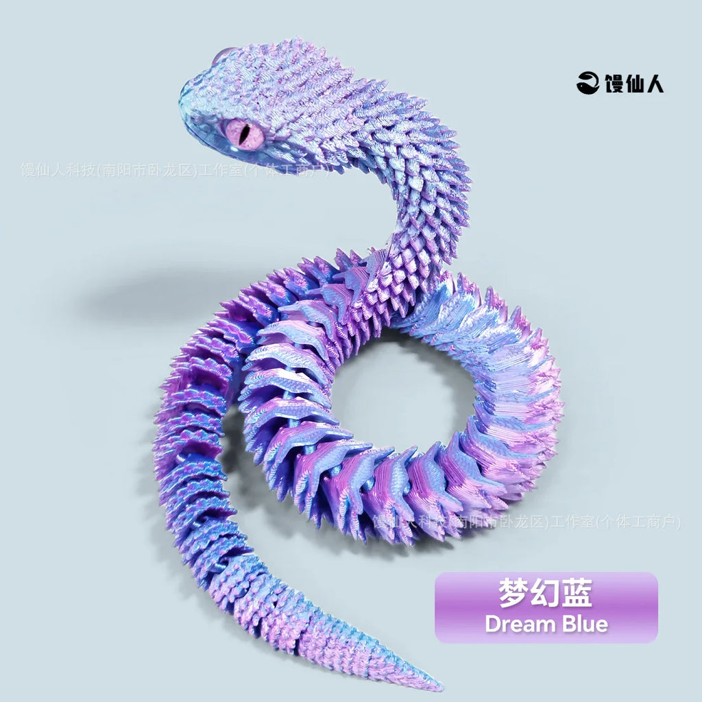 30/60cm 3D Printed Snake Action Figures Articulated Movable Joint Simulation Snake Model Sensory Toys 3D Printed Toys for Kids
